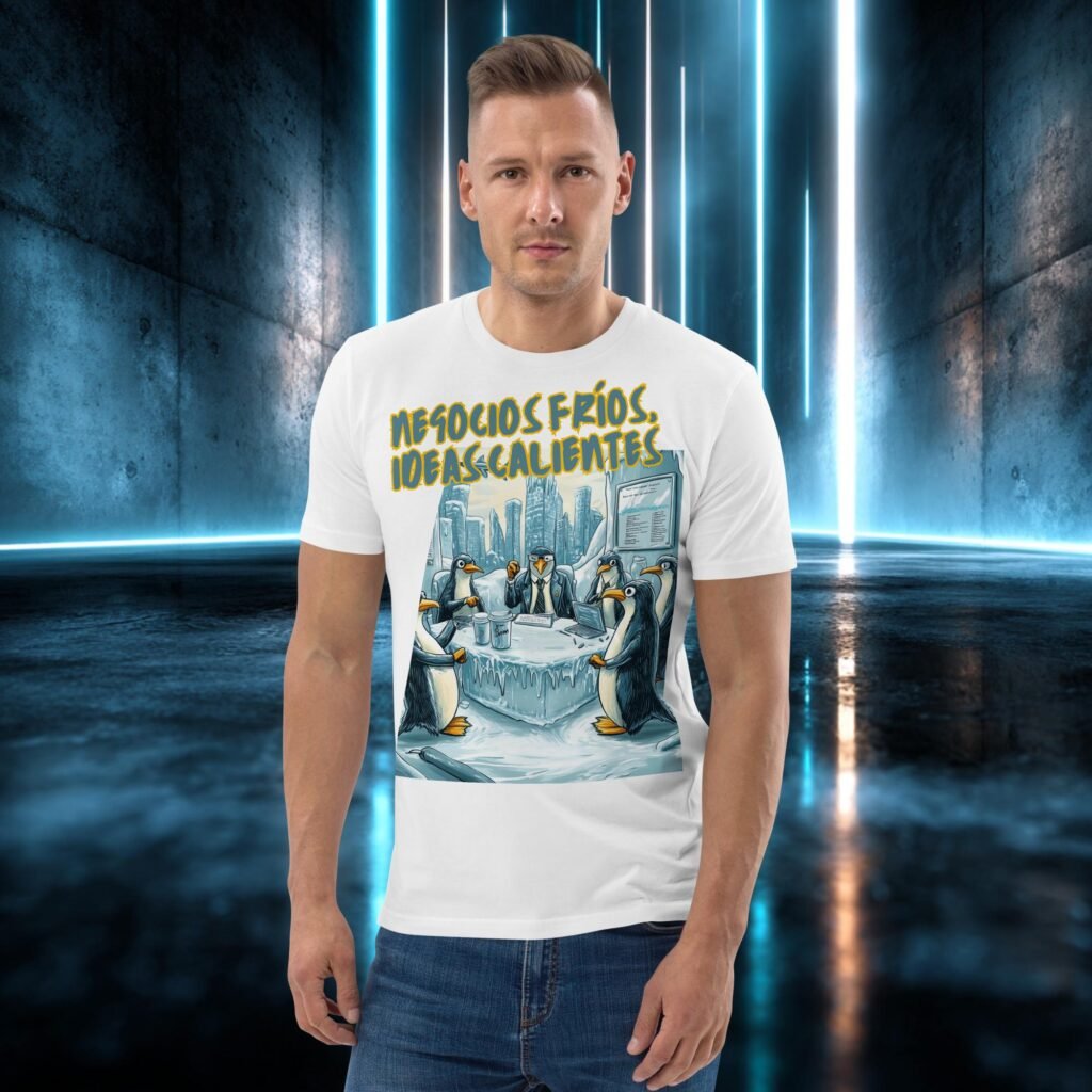 Camiseta orgánica con diseño Negocios Fríos, Ideas Calientes
