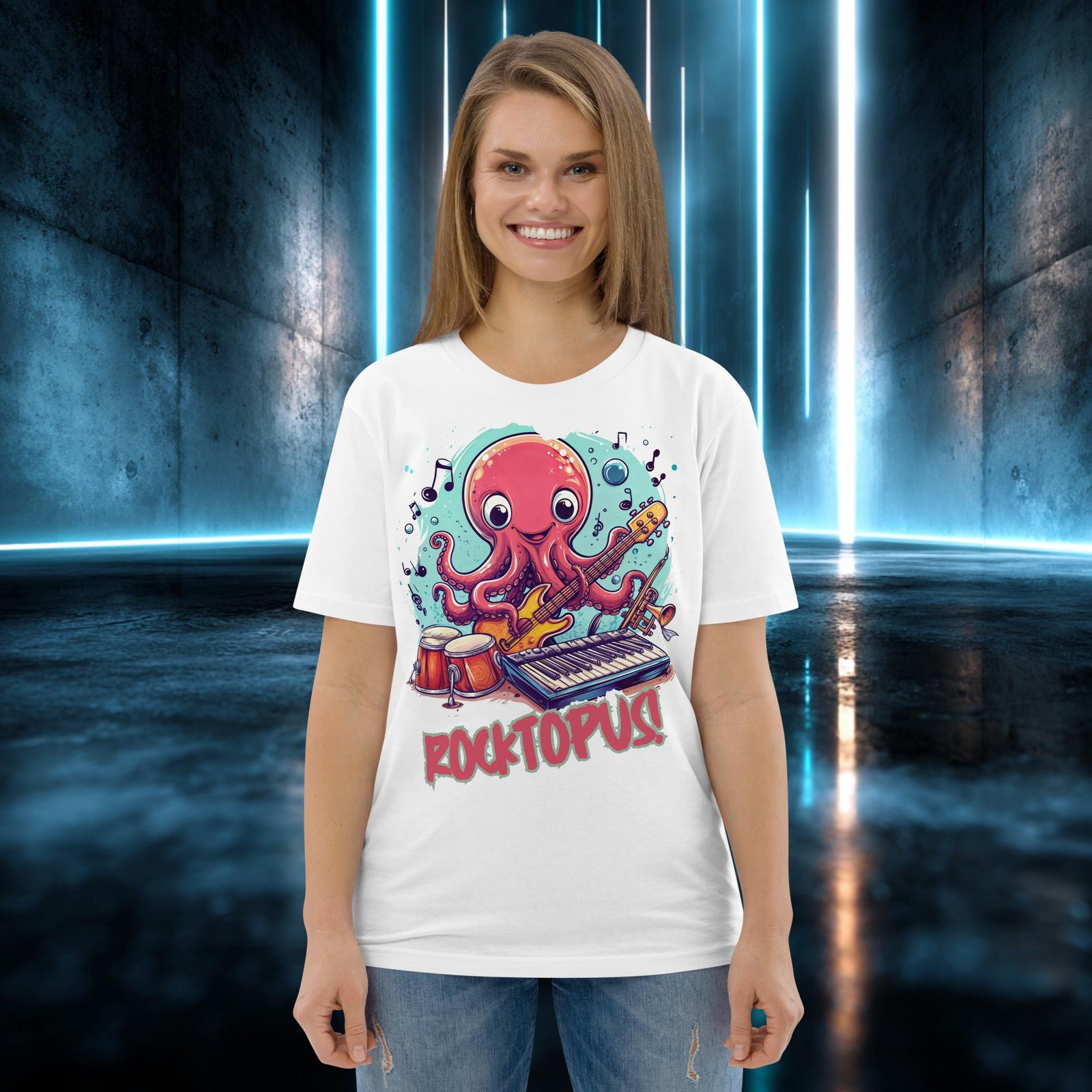 Camiseta orgánica con diseño Pulpo Rockero — color 5