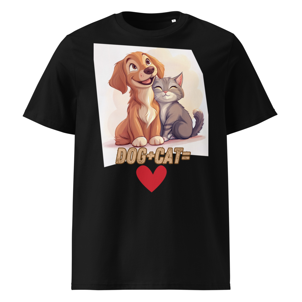 Perro Más Gato Igual a Amor en camiseta